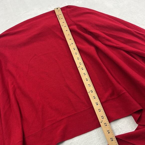 Talbots S Silk, Cotton, Cashmere Red Long Sleeve Open Long Line Cardigan Sweater - Picture 9 of 11